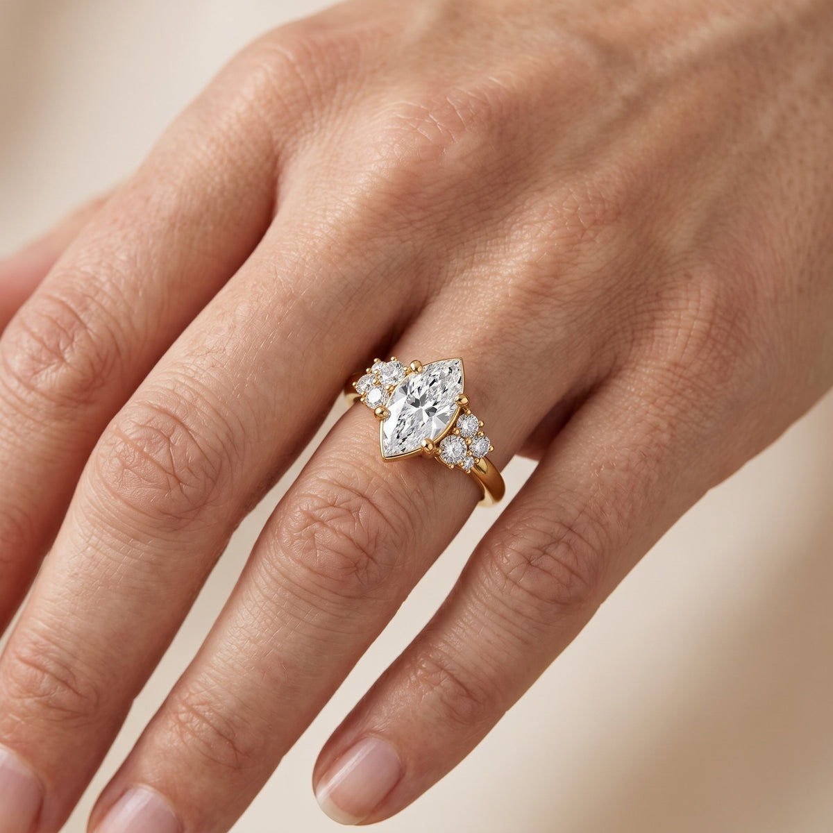 Hannah Cluster Marquise Diamond Engagement Ring in Yellow Gold - lifestyle.jpg