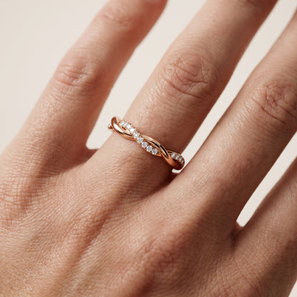 Emery Petite Twist Round Diamond Eternity Band in Rose Gold - lifestyle.jpg