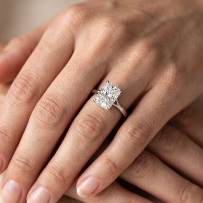 Evangeline Trellis Solitaire Radiant Diamond Engagement Ring in White Gold - lifestyle.jpg