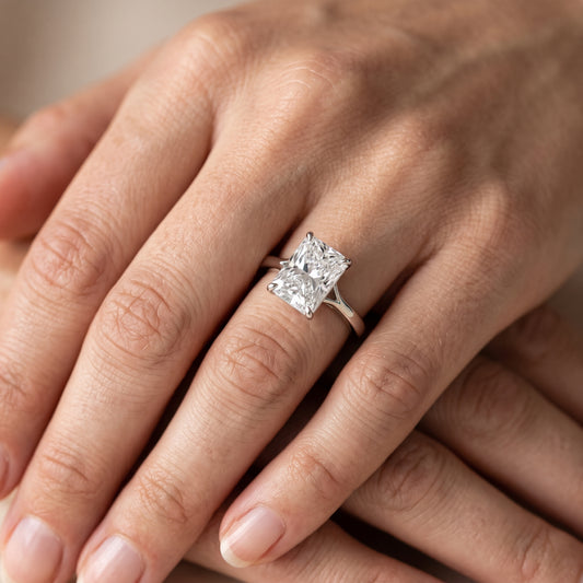 Evangeline Trellis Solitaire Radiant Diamond Engagement Ring in White Gold - lifestyle.jpg