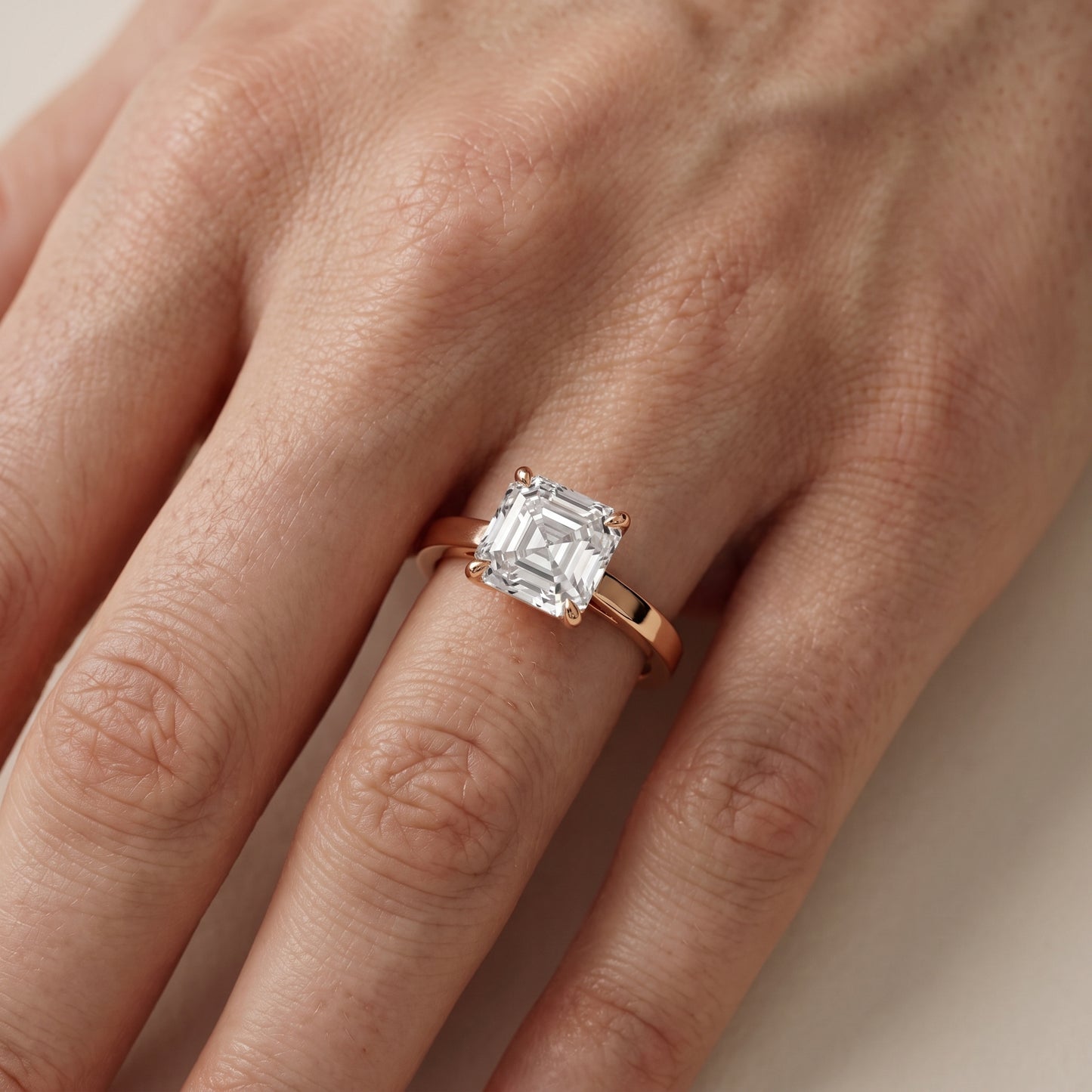 Kaia Solitaire Asscher Diamond Ring in Rose Gold - lifestyle.jpg