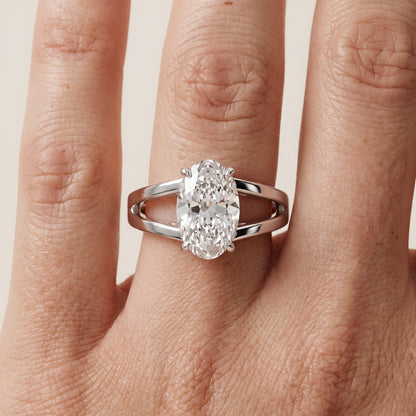 Giselle Solitaire Split Shank Oval Diamond Engagement Ring in Silver - lifestyle.jpg