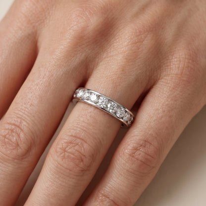 Oriana Channel Set Round Diamond Half Eternity Band in Silver - lifestyle.jpg