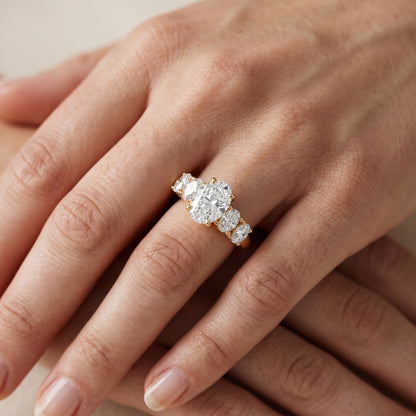 Judith Statement Five-Stone Oval Diamond Engagement Ring in Silver - lifestyle.jpg