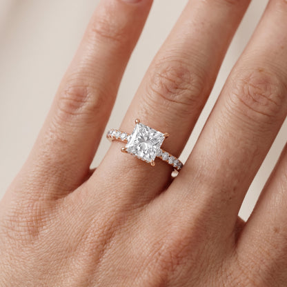Thea Hidden Halo Pavé Princess Diamond Engagement Ring in Rose Gold - lifestyle.jpg