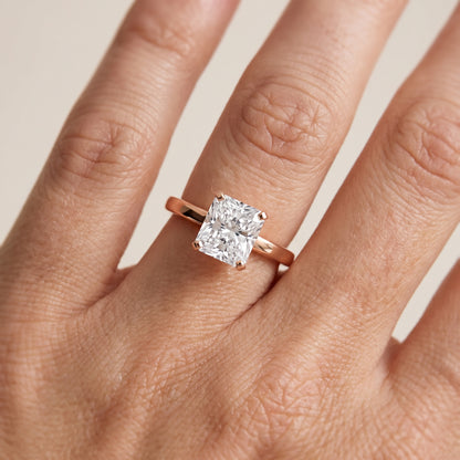 Liana Solitaire Claw Prong Radiant Diamond Engagement Ring in Rose Gold - lifestyle.jpg