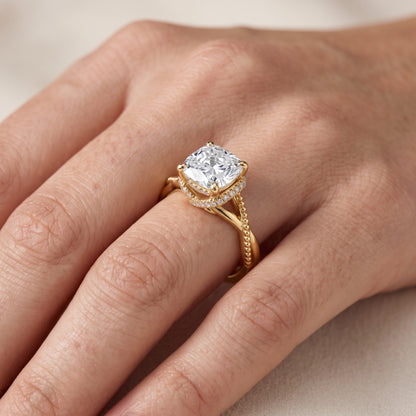 Aileen Hidden Halo Milgrain Cushion Diamond Engagement Ring in Yellow Gold - lifestyle.jpg