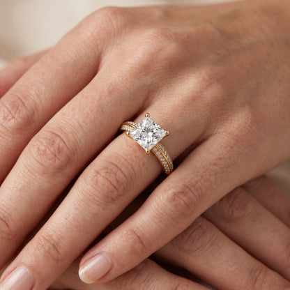 Lorna Knife Edge Pavé Princess Diamond Engagement Ring in White Gold - lifestyle.jpg