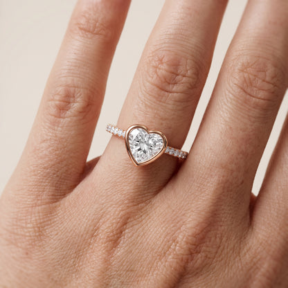 Cora Bezel Pavé Heart Diamond Ring in Rose Gold - lifestyle.jpg