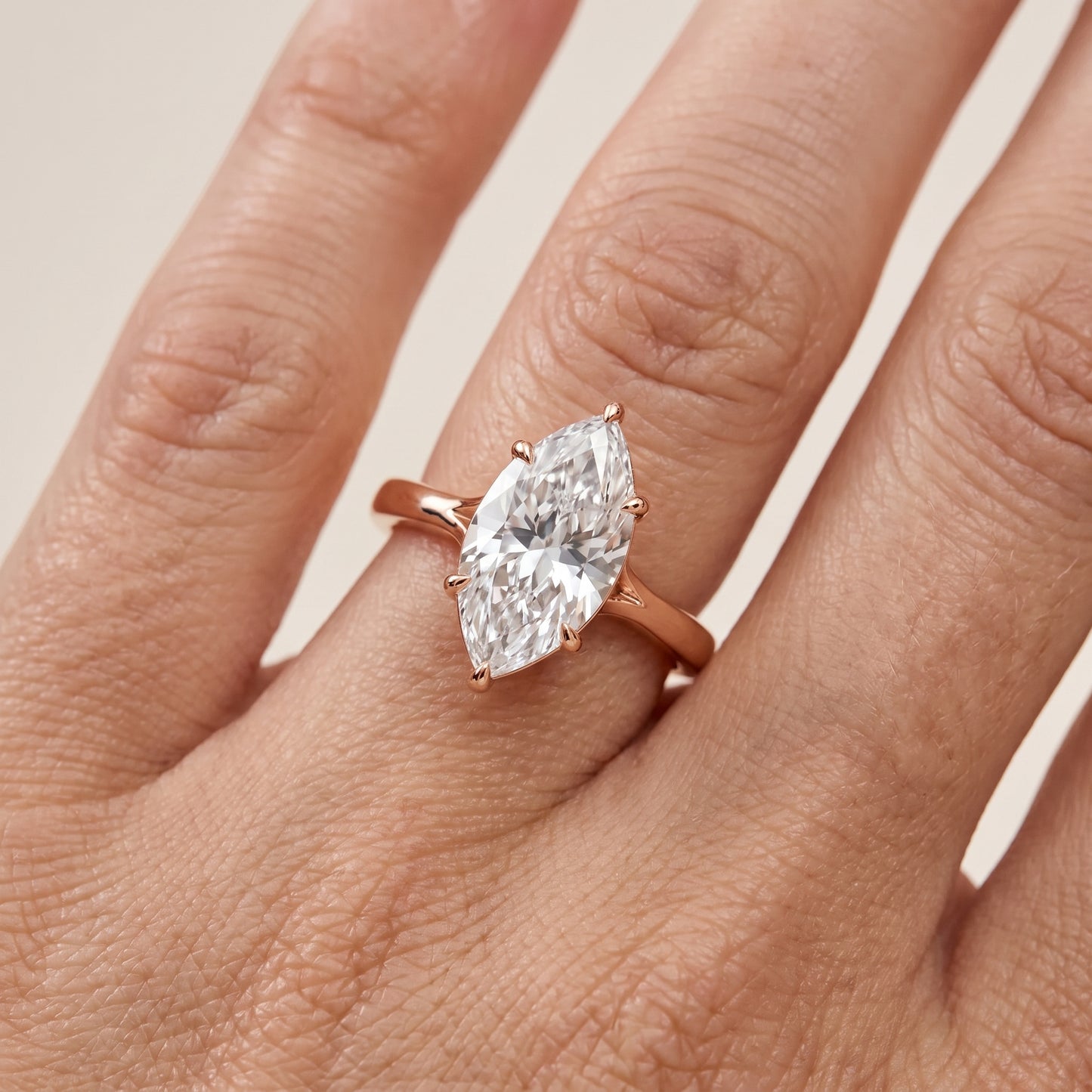 Anais Trellis Solitaire Marquise Diamond Engagement Ring in Rose Gold - lifestyle.jpg