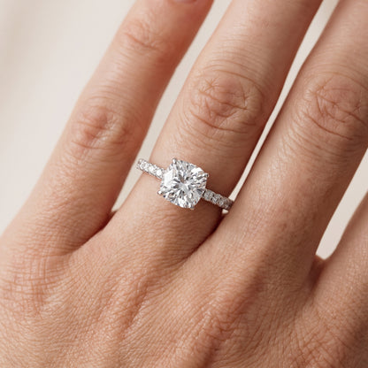 Juna French Pavé Solitaire Cushion Diamond Engagement Ring in Platinum - lifestyle.jpg