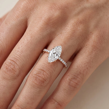 Juna French Pavé Solitaire Marquise Diamond Engagement Ring in Rose Gold - lifestyle.jpg