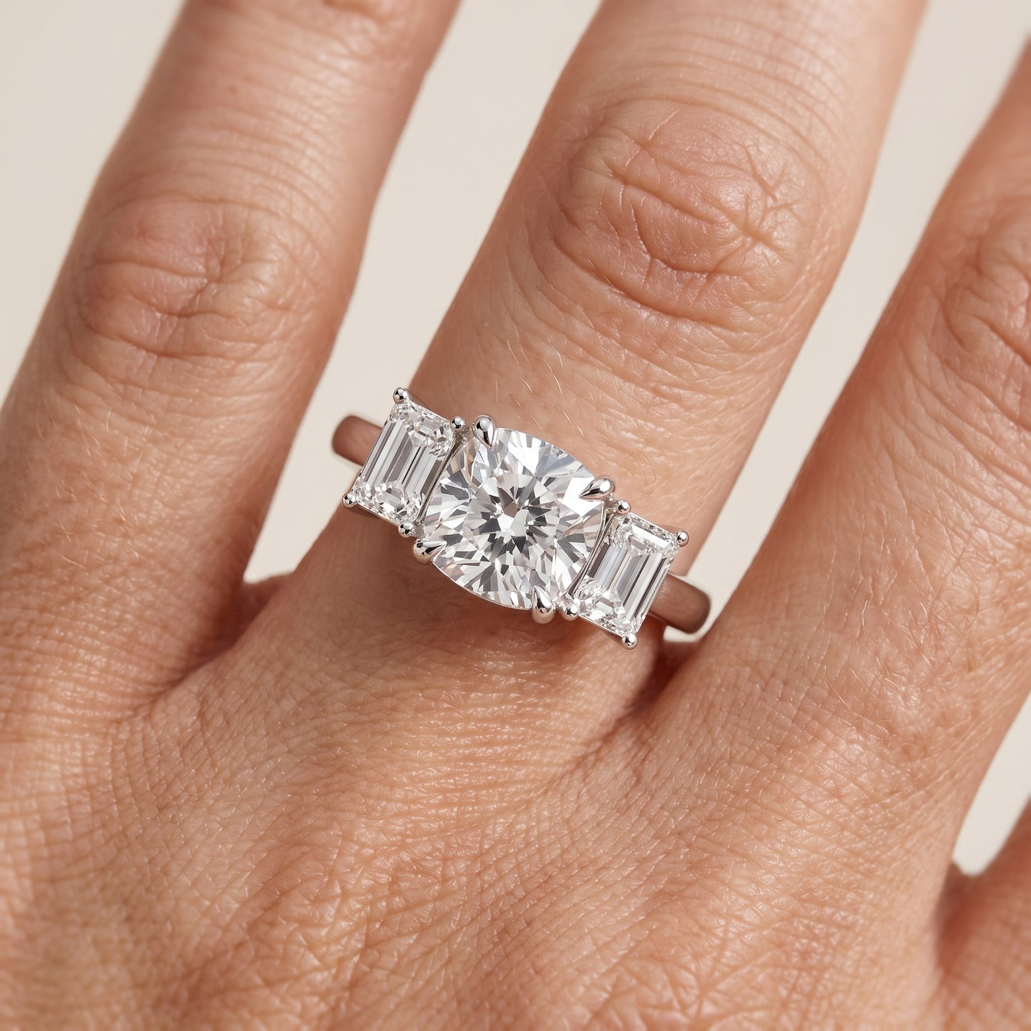 Zoe Three-Stone Cushion Diamond Ring in White Gold - lifestyle.jpg
