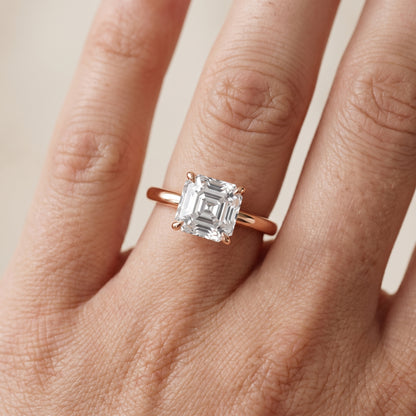 Lyla Petite Solitaire Asscher Diamond Engagement Ring in Rose Gold - lifestyle.jpg