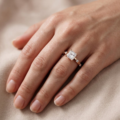 Elena Radiance Princess Cut Diamond Engagement Ring in Rose Gold - lifestyle.jpg
