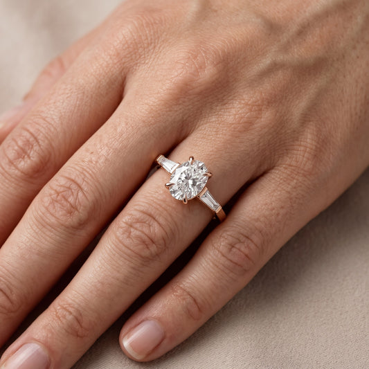 Winnie Three-Stone Oval Diamond Engagement Ring in Rose Gold - lifestyle.jpg
