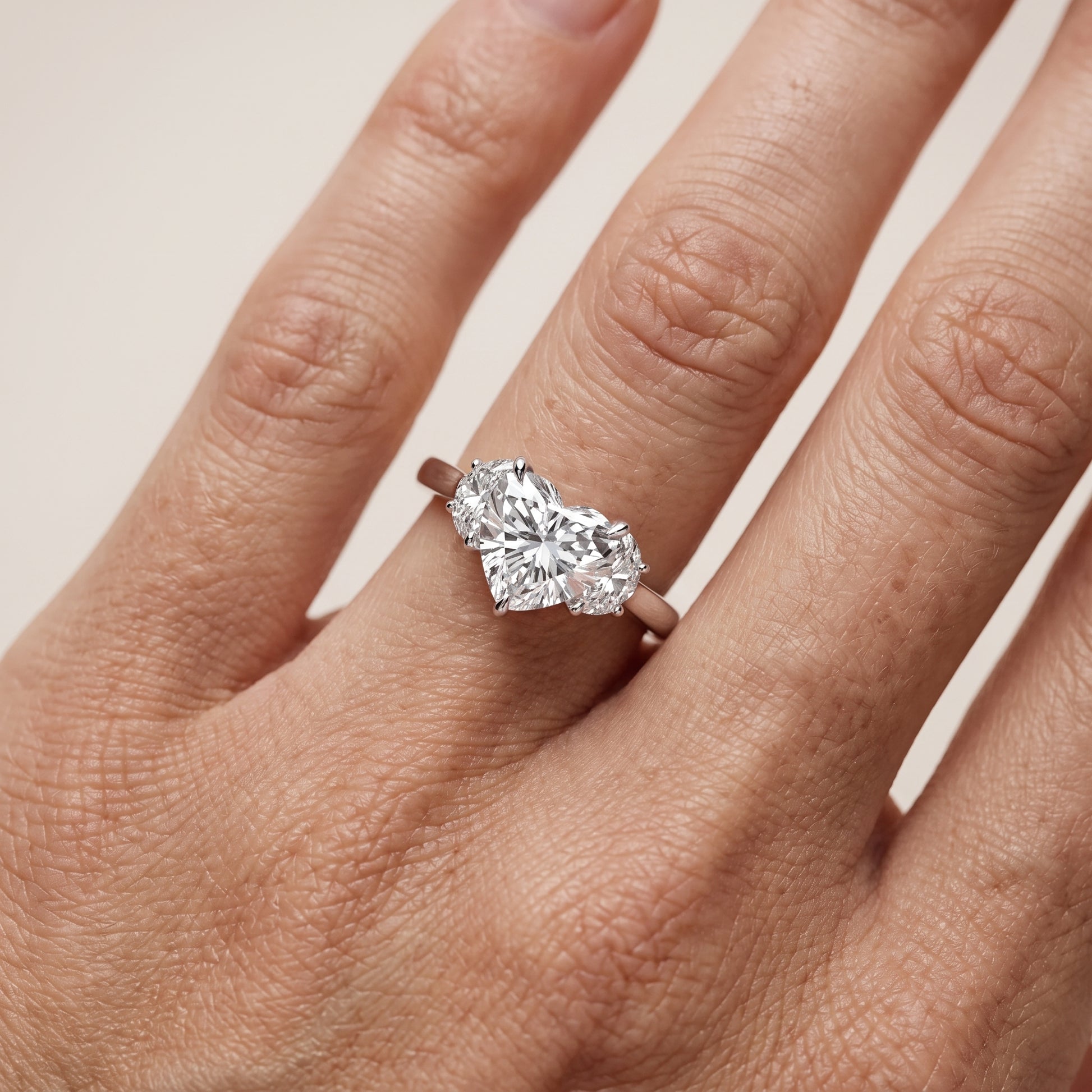 Romy Three-Stone Heart Diamond Engagement Ring in Silver - lifestyle.jpg