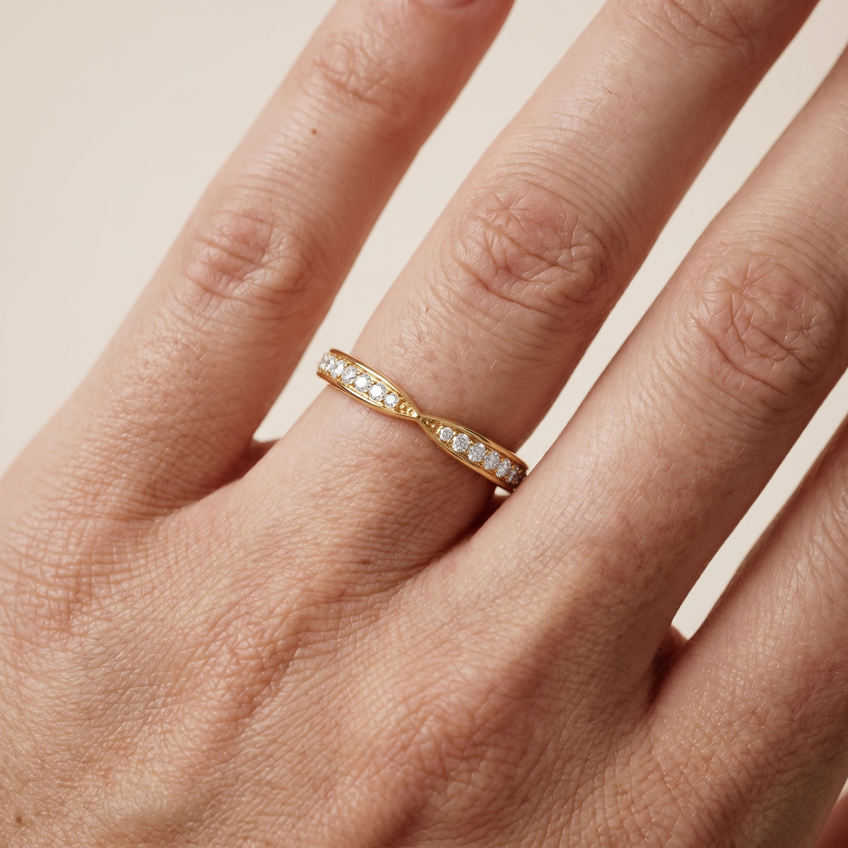 Imogen Tapered Riviera Round Diamond Eternity Band in Yellow Gold - lifestyle.jpg