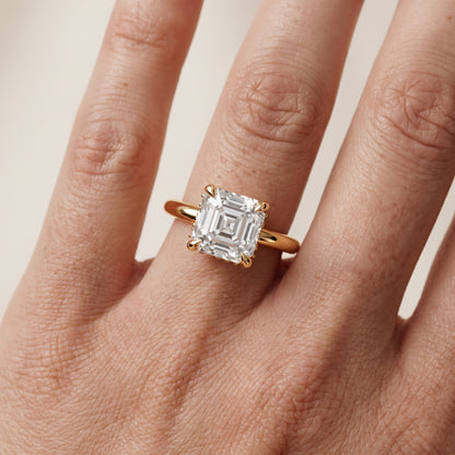 Amaya Hidden Halo Asscher Diamond Ring in Yellow Gold - lifestyle.jpg