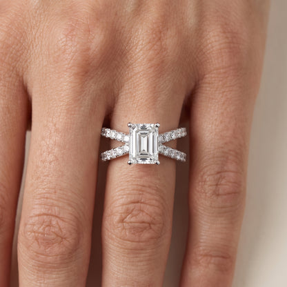 Lior Criss Cross Pavé Emerald Diamond Engagement Ring in Platinum - lifestyle.jpg