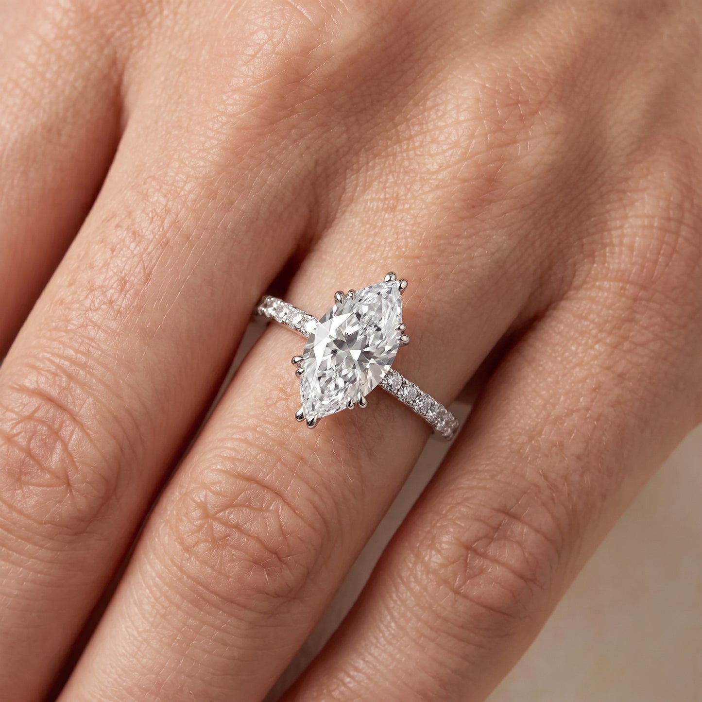 Novara Solitaire Pavé Marquise Diamond Ring in Platinum - lifestyle.jpg