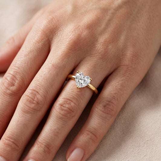 Maisie Four Prong Solitaire Heart Diamond Engagement Ring in Yellow Gold - lifestyle.jpg