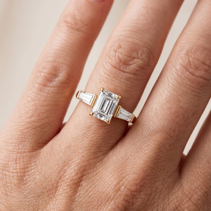 Layla Tapered Baguette Emerald Diamond Ring in Yellow Gold - lifestyle.jpg