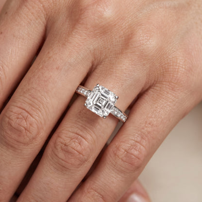 Maren Sidestone Channel Set Asscher Diamond Engagement Ring in Silver - lifestyle.jpg