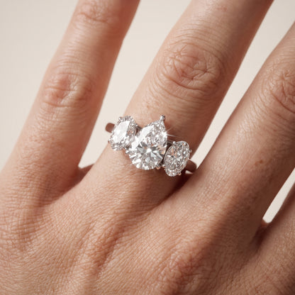 Lila Three-Stone Pear Diamond Ring in Platinum - lifestyle.jpg