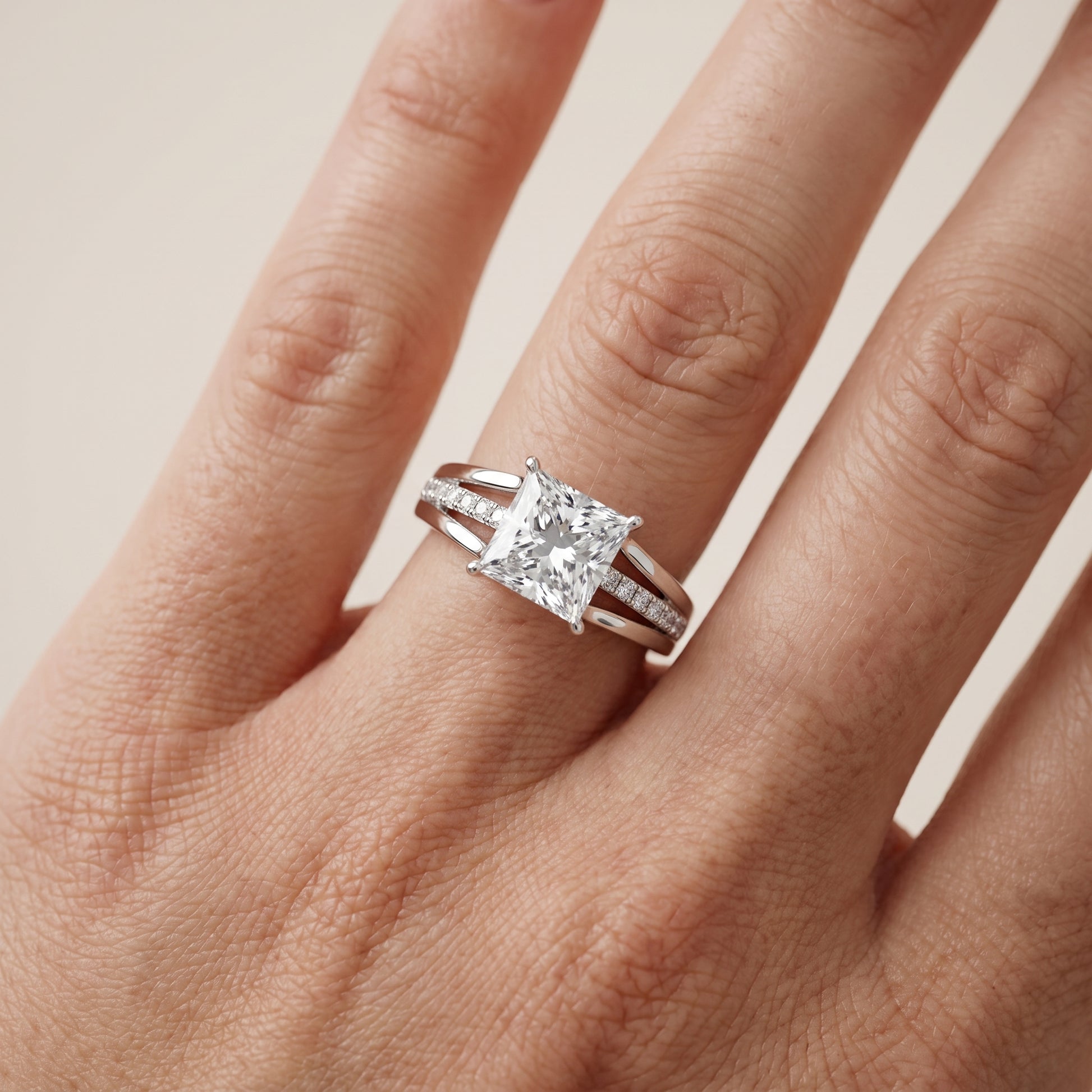 Scarlett Split Shank Pavé Princess Diamond Ring in Platinum - lifestyle.jpg