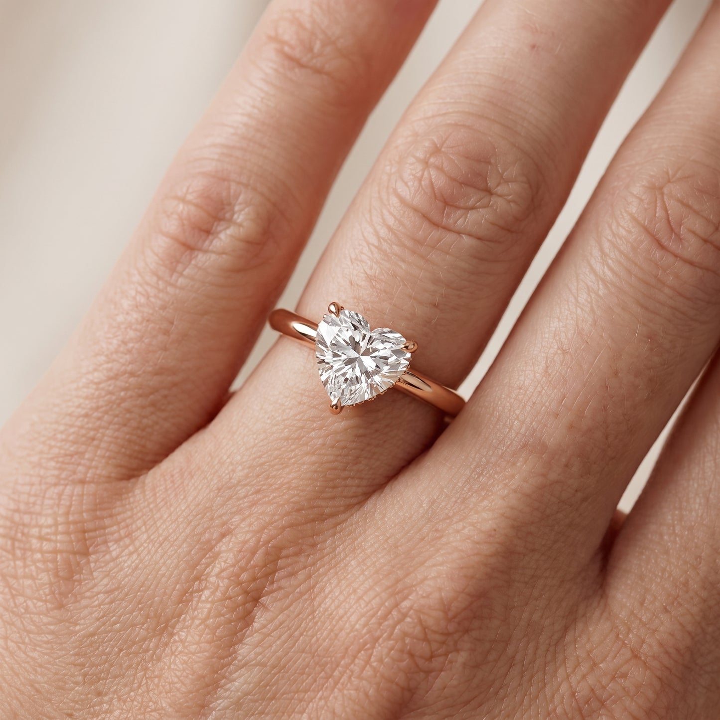 Amaya Hidden Halo Heart Diamond Ring in Rose Gold - lifestyle.jpg