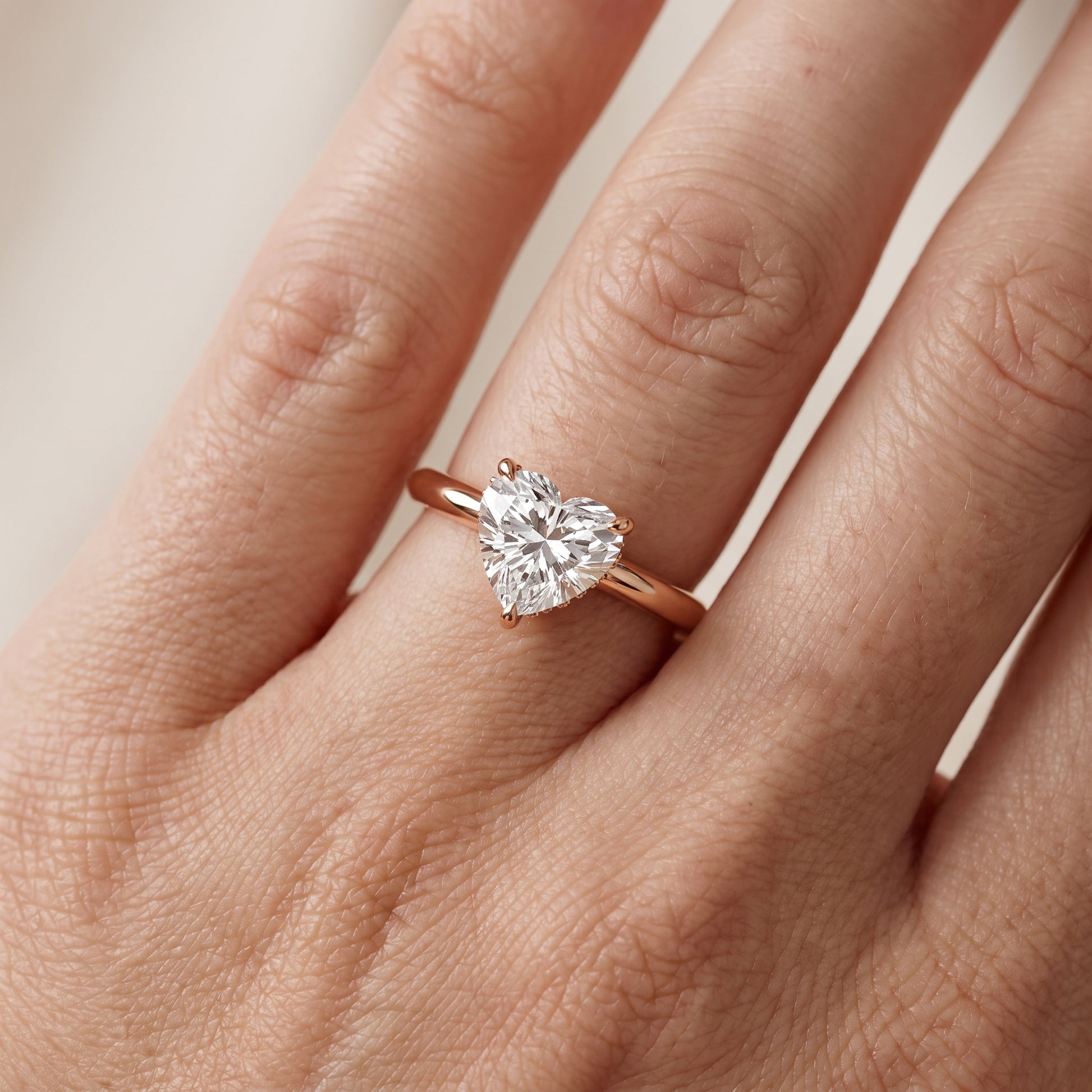 Amaya Hidden Halo Heart Diamond Ring in Rose Gold - lifestyle.jpg
