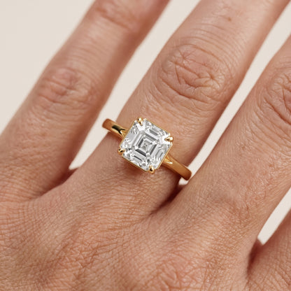 Anais Trellis Solitaire Asscher Diamond Engagement Ring in Yellow Gold - lifestyle.jpg