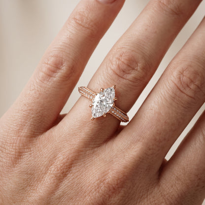 Indie Vintage Milgrain Marquise Diamond Engagement Ring in Rose Gold - lifestyle.jpg