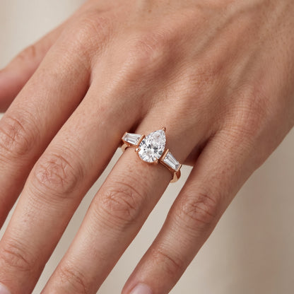 Layla Tapered Baguette Pear Diamond Ring in Rose Gold - lifestyle.jpg