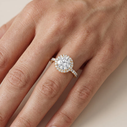 Chloe Halo Pavé Round Diamond Ring in Yellow Gold - lifestyle.jpg