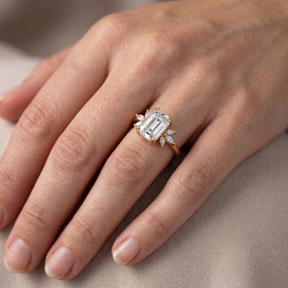 Cary Vine Cluster Emerald Diamond Engagement Ring in White Gold - lifestyle.jpg
