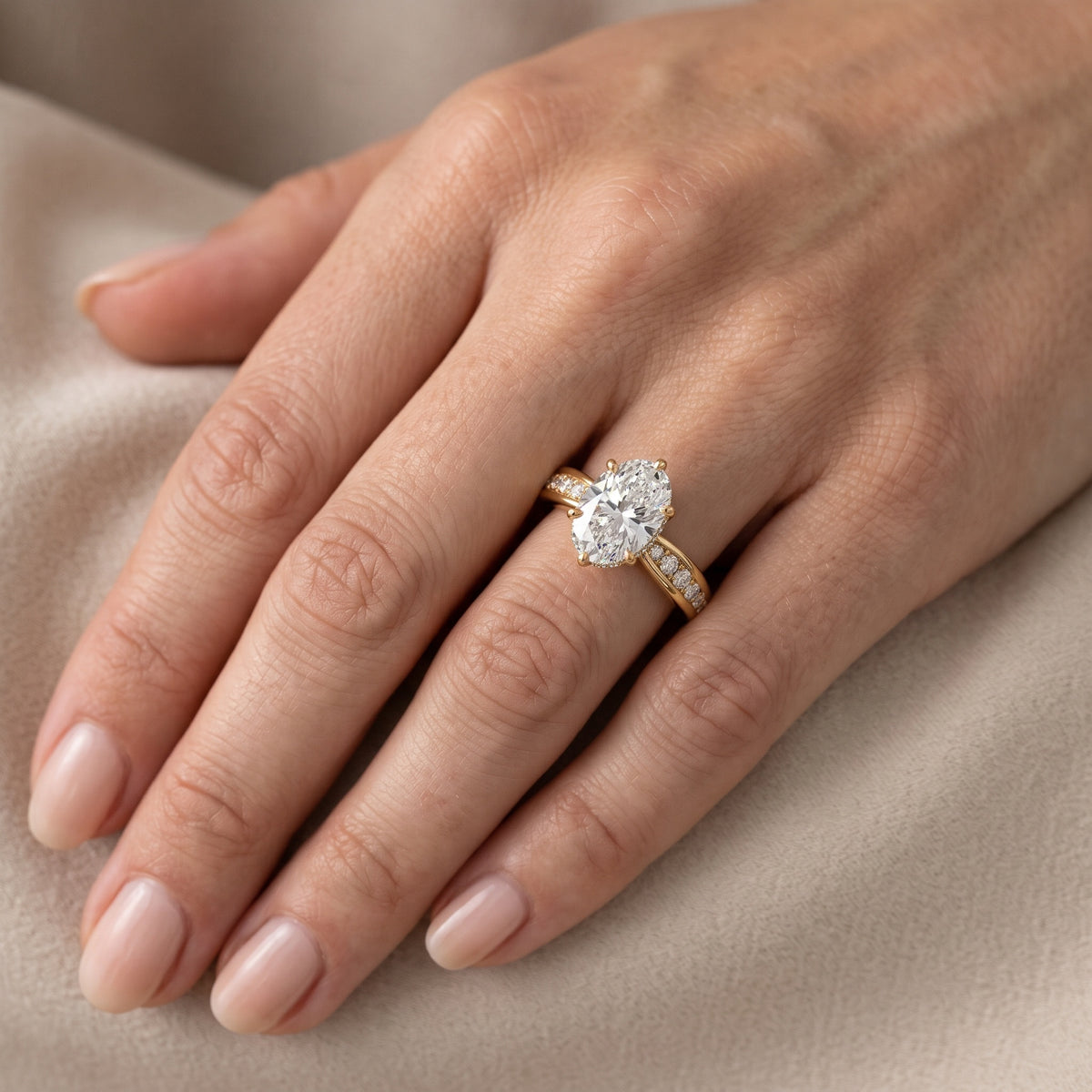 Ione Hidden Halo Pavé Oval Diamond Engagement Ring in White Gold - lifestyle.jpg