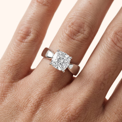 Talia Solitaire Twist Cushion Diamond Engagement Ring in Silver - lifestyle.jpg