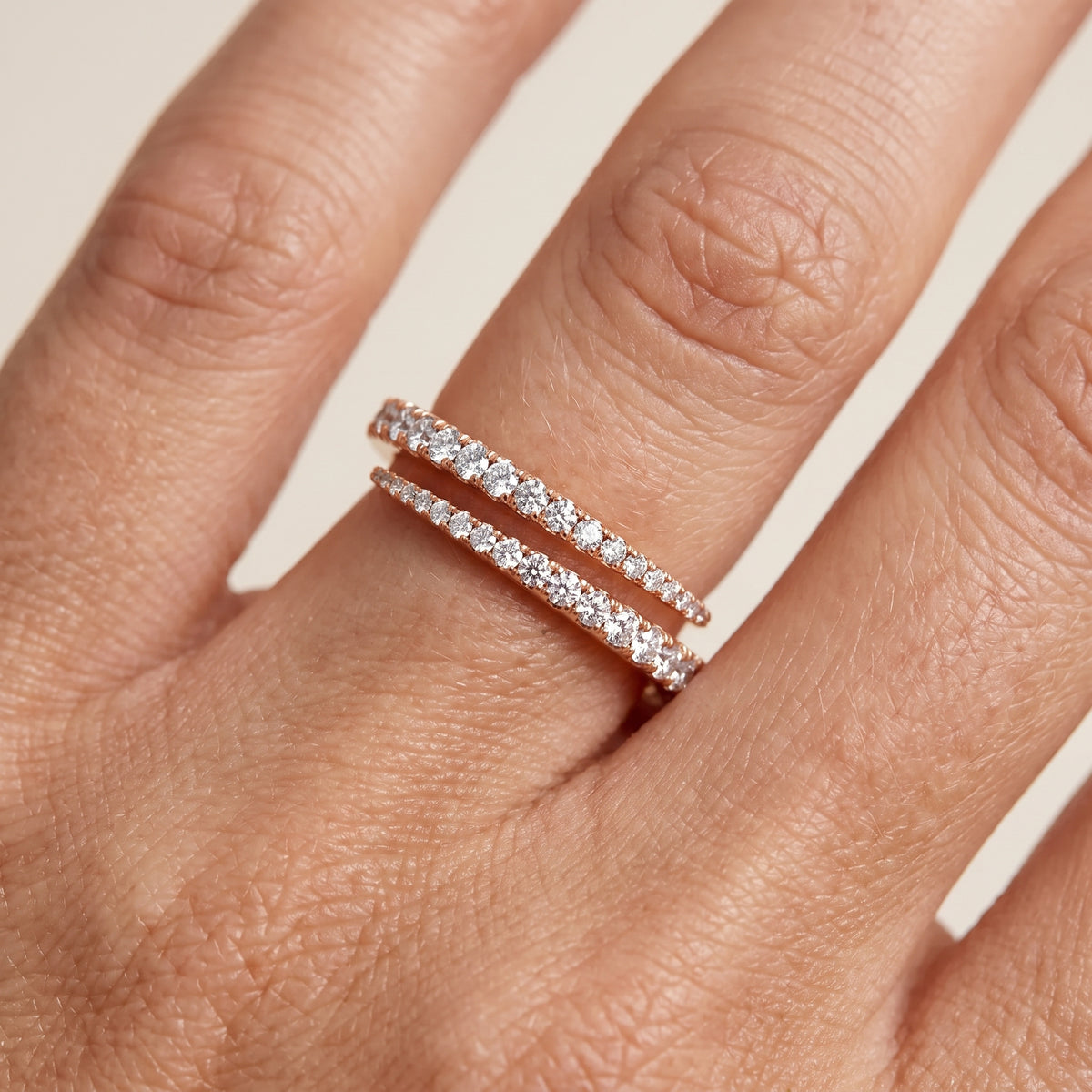 Mina Bypass Round Diamond Wedding Band in Rose Gold - lifestyle.jpg