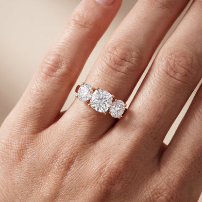 Esme Three-Stone Tapered Cushion Diamond Ring in Rose Gold - lifestyle.jpg