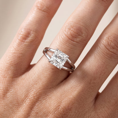 Giselle Solitaire Split Shank Radiant Diamond Engagement Ring in Platinum - lifestyle.jpg