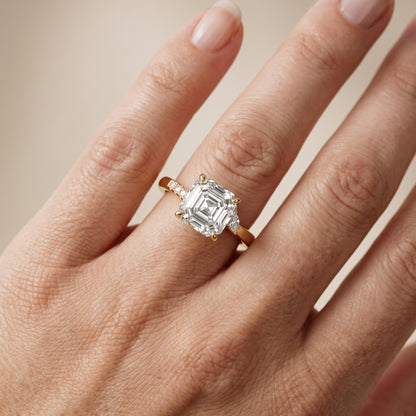 Nicoletta Bypass Pavé Asscher Diamond Engagement Ring in Yellow Gold - lifestyle.jpg
