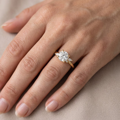 Billie Leaf Cluster Round Diamond Engagement Ring in Silver - lifestyle.jpg