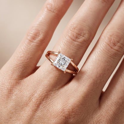 Giselle Solitaire Split Shank Princess Diamond Engagement Ring in Rose Gold - lifestyle.jpg