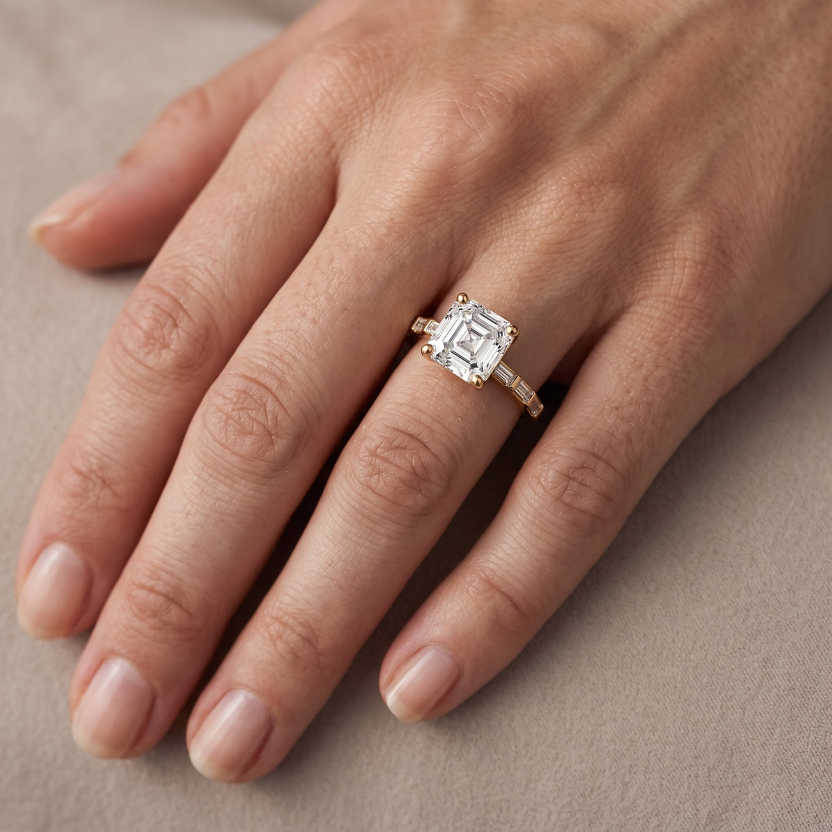 Bailey Baguette Asscher Diamond Engagement Ring in White Gold - lifestyle.jpg