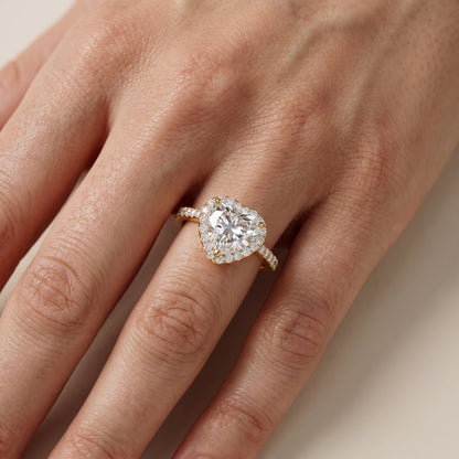 Alma Halo Pavé Heart Diamond Ring in Yellow Gold - lifestyle.jpg