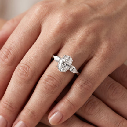 Grace Three Stone Oval Diamond Engagement Ring in Silver - lifestyle.jpg