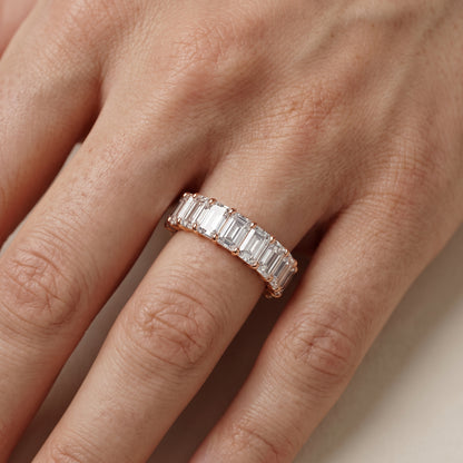 Violet Shared Prong Emerald Diamond Eternity Band in Rose Gold - lifestyle.jpg