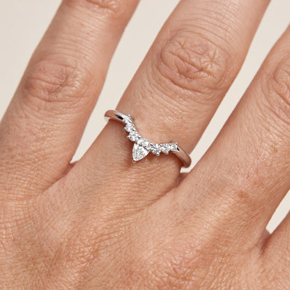 Rosalind Curved Pear & Round Diamond Wedding Band in Silver - lifestyle.jpg